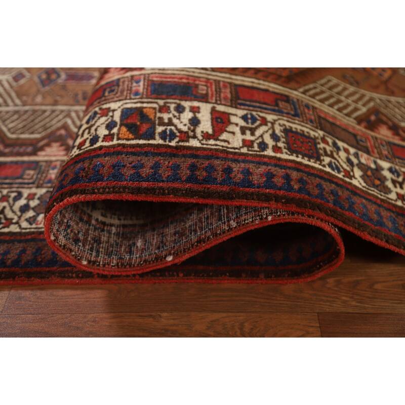 Ardebil Persian Vintage Runner Rug Hand-Knotted Wool Carpet - 3'6"x 10'8"