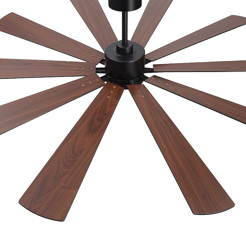 62"/72" Reversible 10-Blade Large LED Ceiling Fan with Light and Remote
