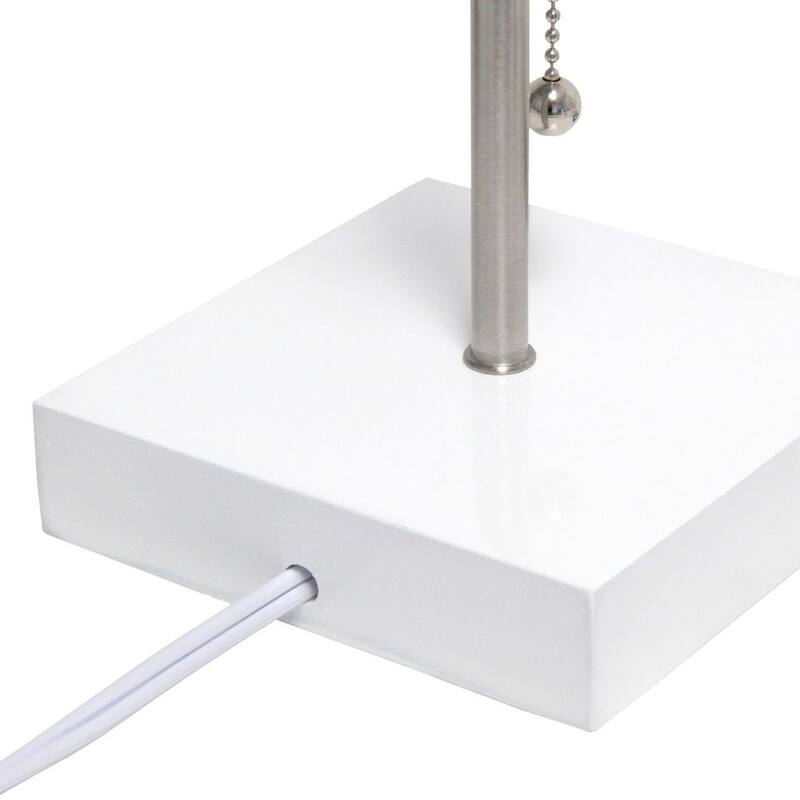 Simple Designs Petite White Stick Lamp with USB Charging Port and Fabric Shade 2 Pack Set - 5 x 5 x 14.25 (L x W x H)