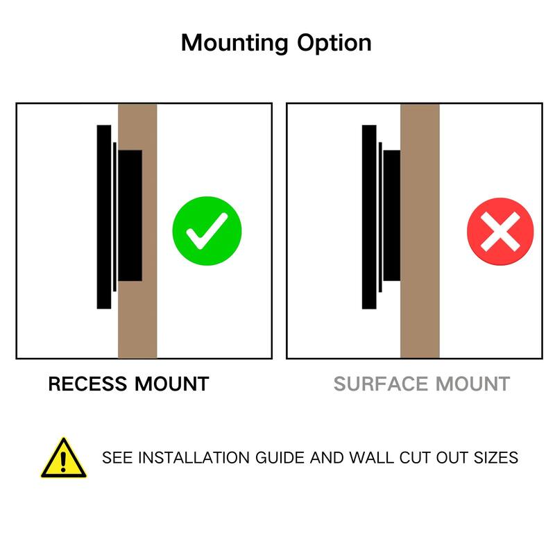 TEHOME Fulleti Matt Black Recessed Mount Squared Rectangle Medicine Cabinet with Mirror - 26" x 16"