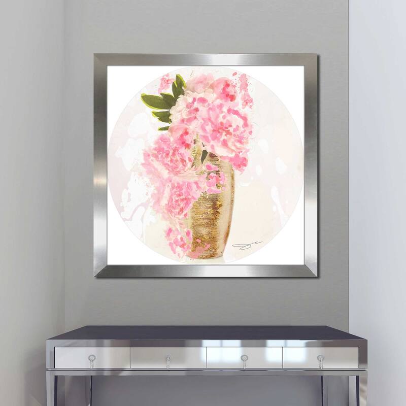 "Gold Vase with Pink Flowers" by Jodi Print on Acrylic