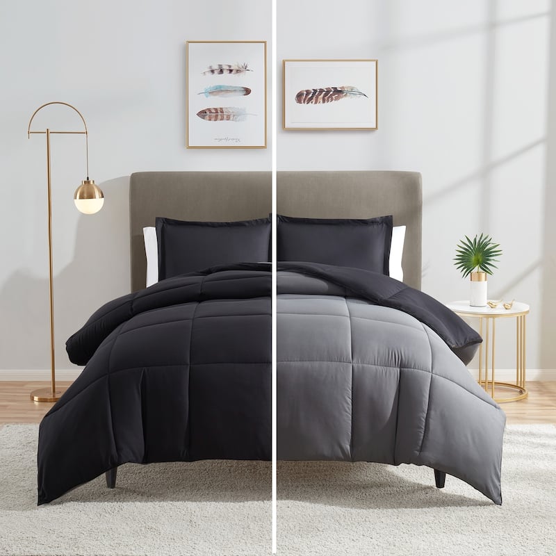 Nestl All Season Down Alternative Reversible Comforter Set - King - Black/Gray