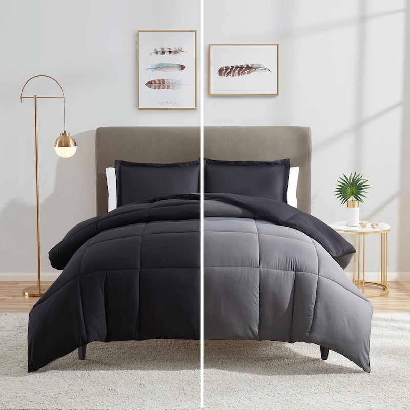 Nestl All Season Down Alternative Reversible Comforter Set - Twin - Black/Gray