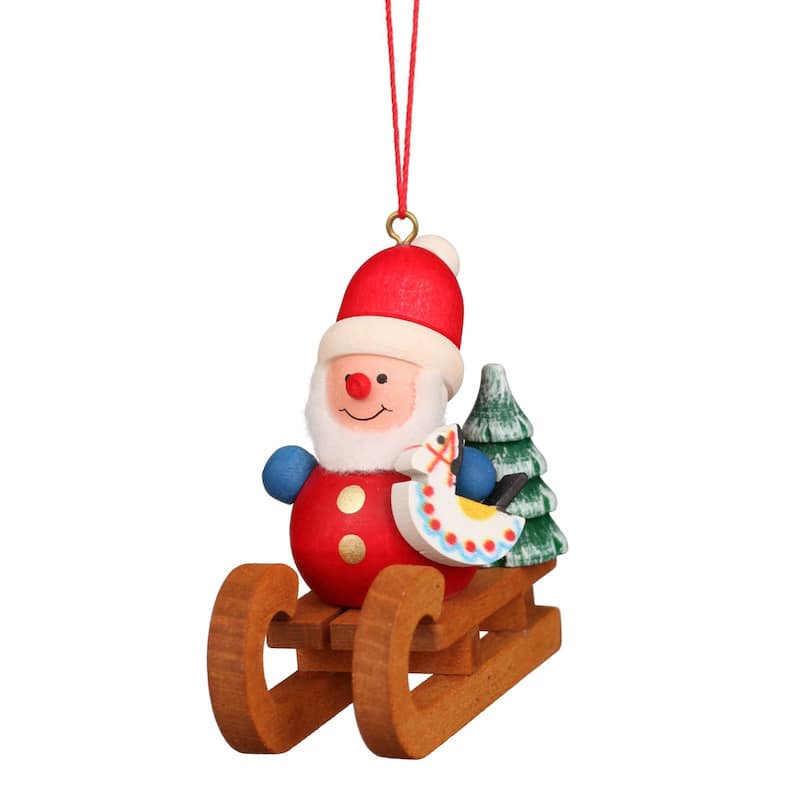2.5" Christian Ulbricht Santa Claus on Sled Handmade Figurine Christmas Ornament