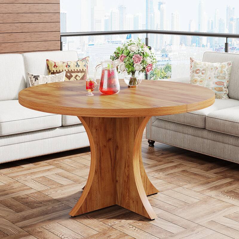 47 Inch Round Dining Table for 4-6, Kitchen Table Wood Dining Table Coffee Table