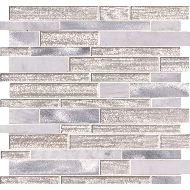 Ackland AKM-SGM-12X12ILX-CA 12" x 12" Glass and Metal and Stone Linear - Costa Sierra