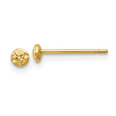 Curata 14k Yellow Gold Diamond-Cut 3mm Puff Circle Post Earrings