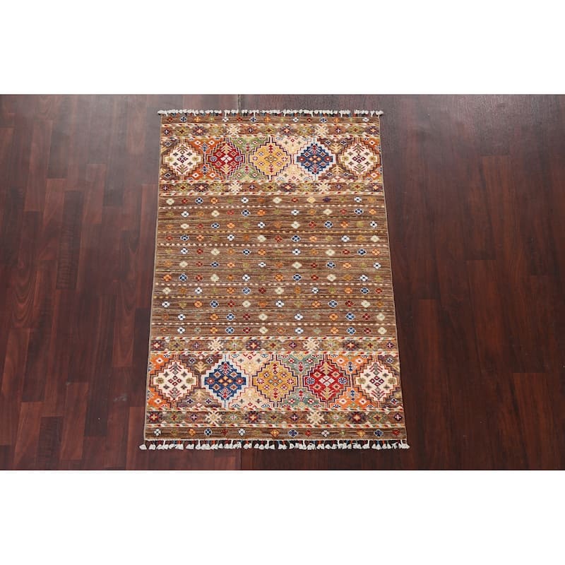 Vegetable Dye Kazak Oriental Wool Area Rug Hand-knotted Bedroom Carpet - 3'4" x 5'11"