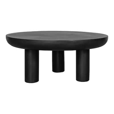 Aurelle Home Rotan Modern Concrete Round Coffee Table