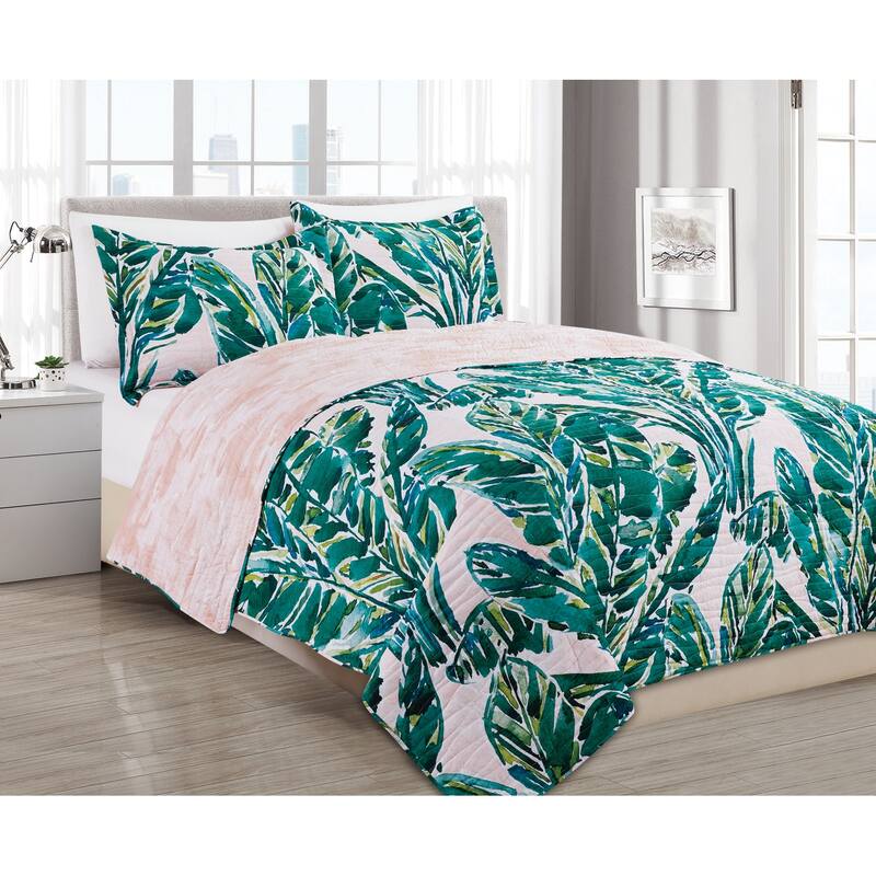 BARBARIAN by Barbra Ignatiev Fashion Floral Quilt Set - Multi Turquoise - Twin - Twin XL