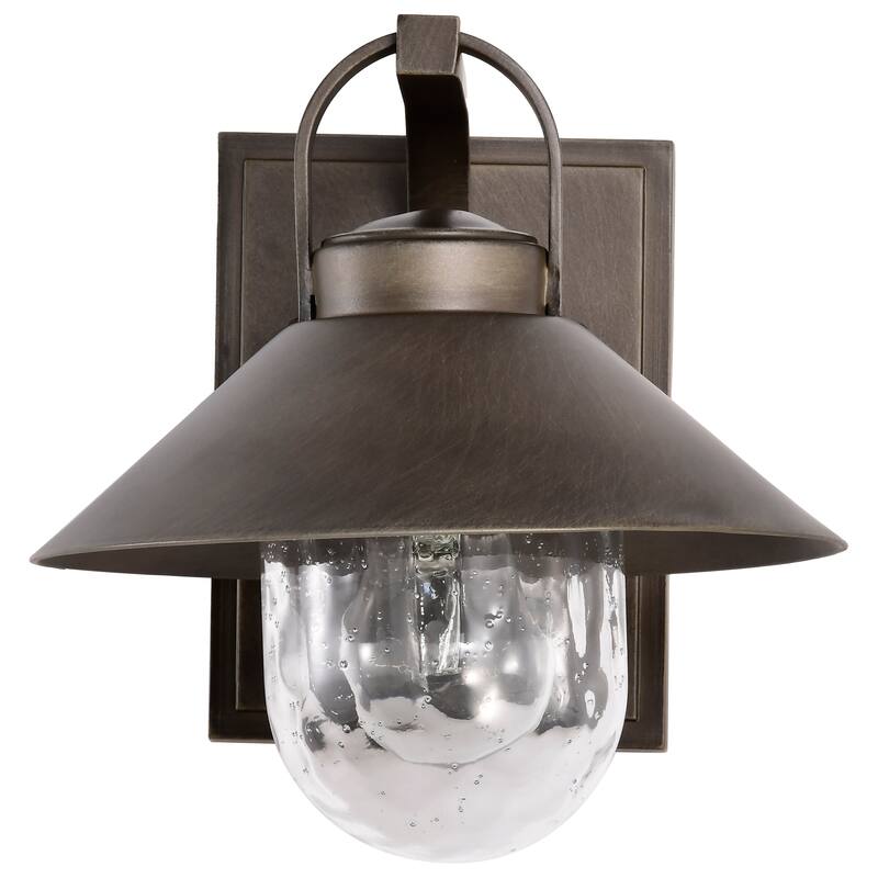Ridge Small Outdoor Lantern Brozne Finish Clear Seeded Glass - Bronze
