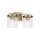 preview thumbnail 1 of 3, 16" W x 9" H 2-Light Vanity with Clear Beveled Fluted Glass - 14.5"W x 9"H x 8"E Aged Brass