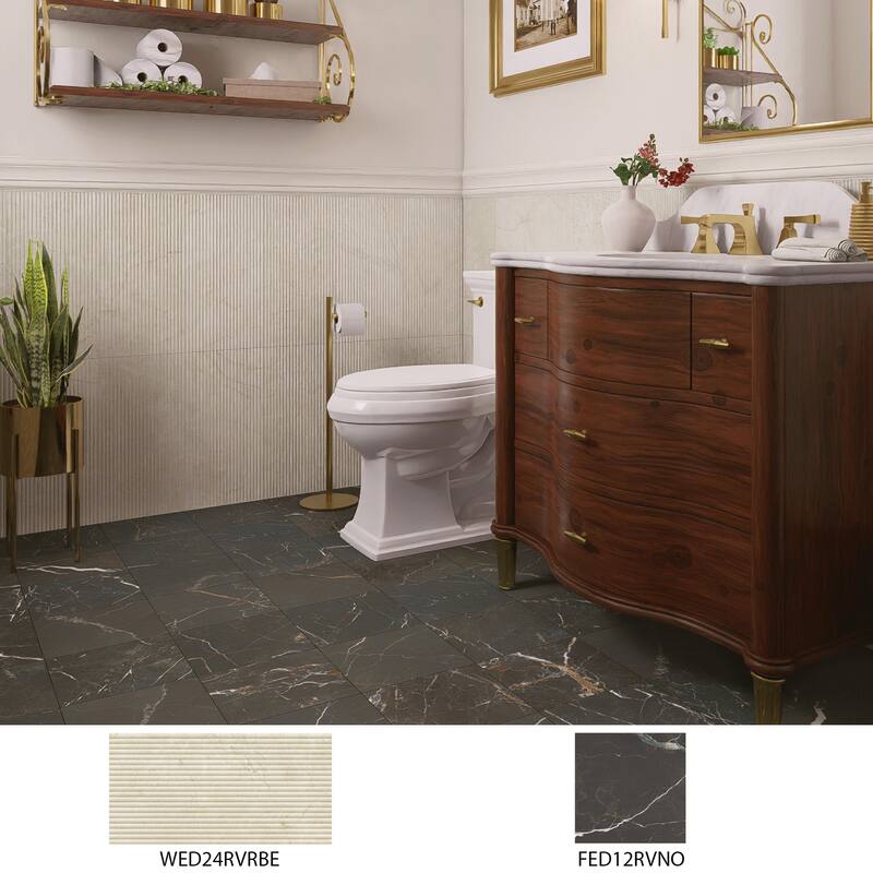 Merola Tile Reve Roseliere Deco Beige 11-3/4" x 23-1/2" Porcelain Wall Tile