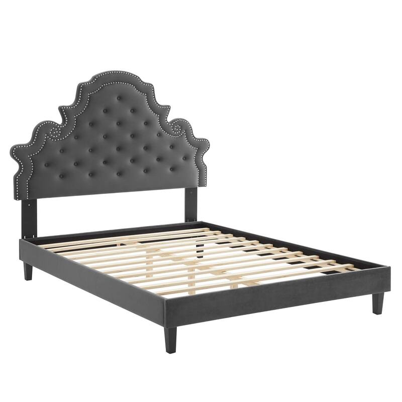 Gwyneth Tufted Performance Velvet Queen Platform Bed