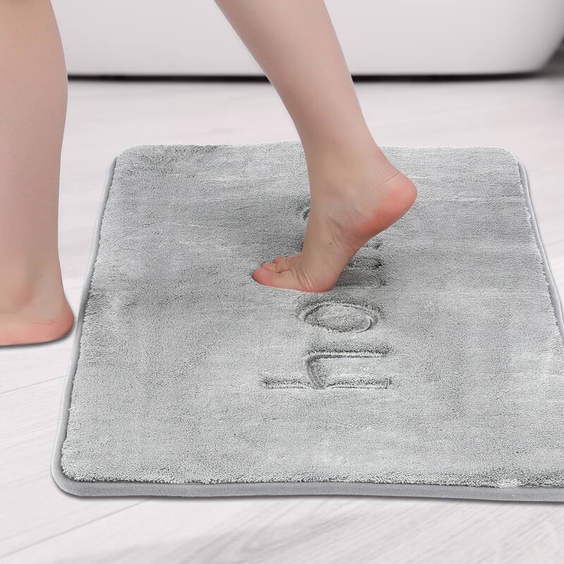 Funny Letters Bath Rugs for Bathroom, Absorbent Non Slip Bath Mats, Floor Mat Carpet for Tub, Sink, Toilet, Shower - Grey - 16" x 24"