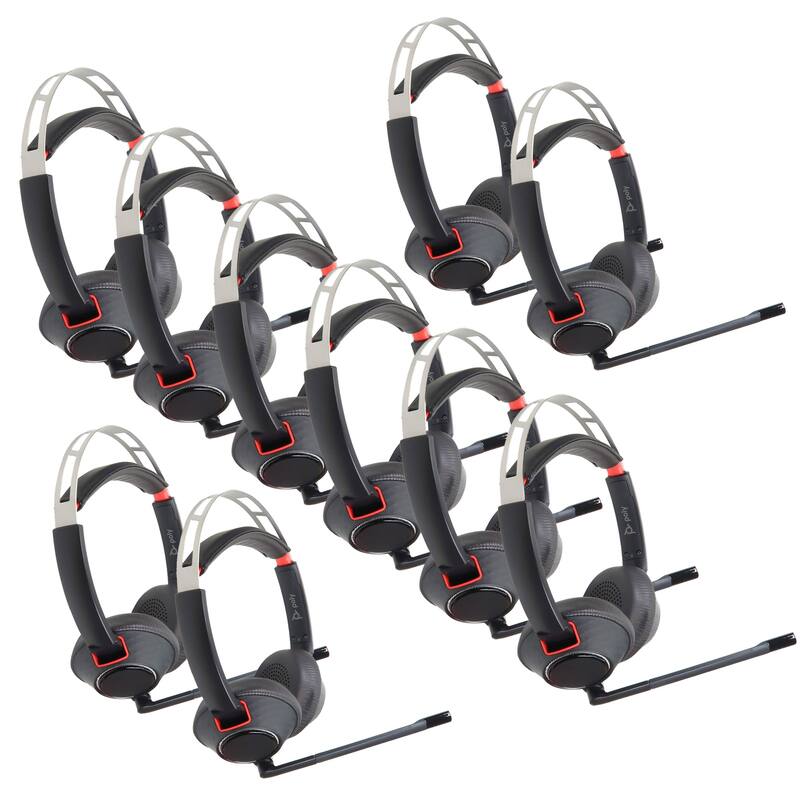 10x Poly Blackwire 5220 Stereo Wired Headset, Dual Ear Computer Headset with Boom Mic, USB-A, 3.5mm to Connect - Black