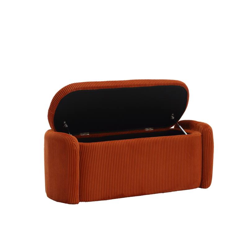 Entryway Upholstered Fabric Storage Ottoman