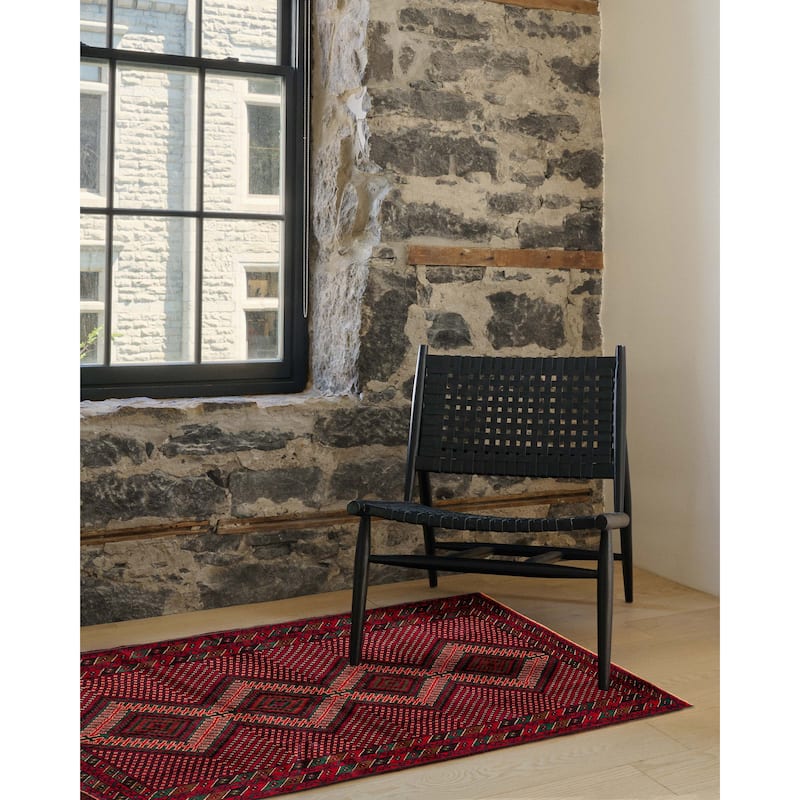 ECARPETGALLERY Hand-knotted Teimani Red Wool Rug - 3'6 x 6'4
