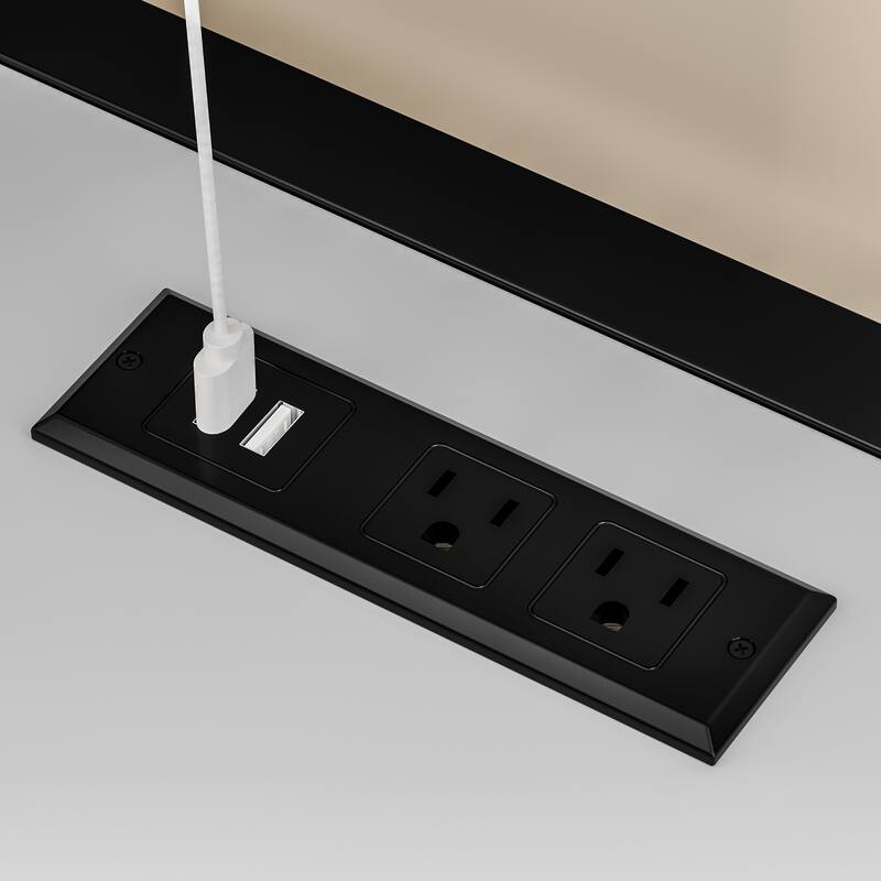 Modern Foldable Twin Size Murphy Bed Storage Wall Bed with Built-in Power Outlet, Shelves, Hanging Rod and Open Wardrobe