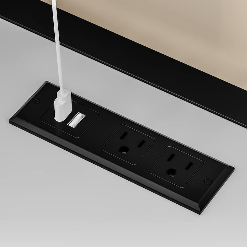 Twin Size Double Murphy Bed Wall Bed, Wooden Foldable Murphy Bed Frame with Wardrobe, Shelves and Charging Station