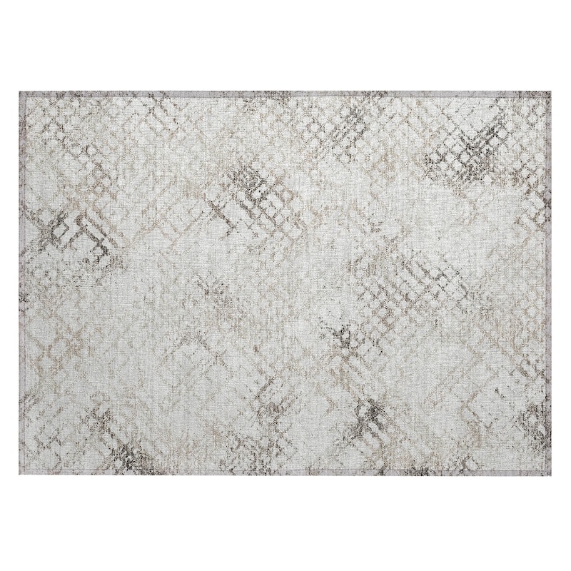 Machine Washable Indoor/ Outdoor Chantille Distressed Trellis Rug