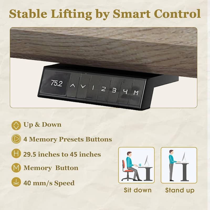 WESOME L-Shaped Executive Desk Adjustable Height with Universal Charging Ports Drawers and Cable Management