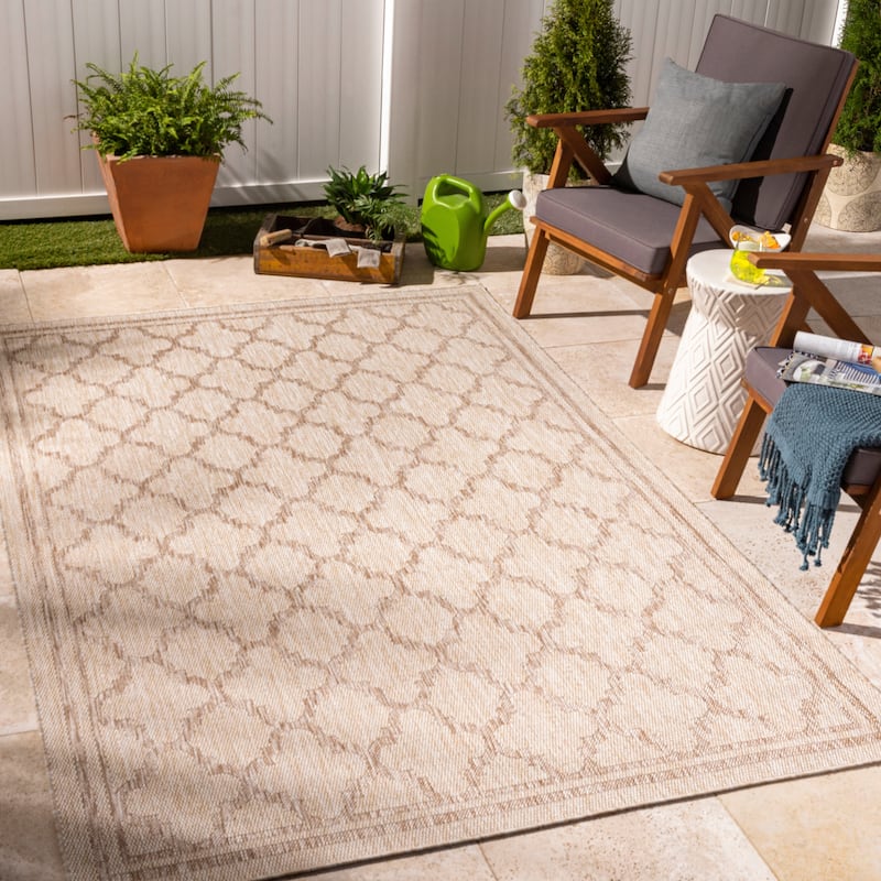 Livabliss Tuareg Vintage Diamond Outdoor Rug - 5'3" x 7' - Tan