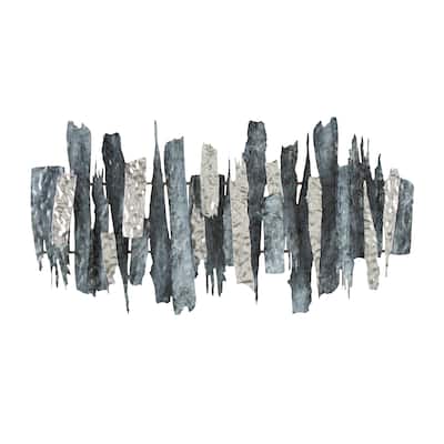 Metal Abstract Layered Wall Decor with Silver Accents - Blue - Roche River Decor