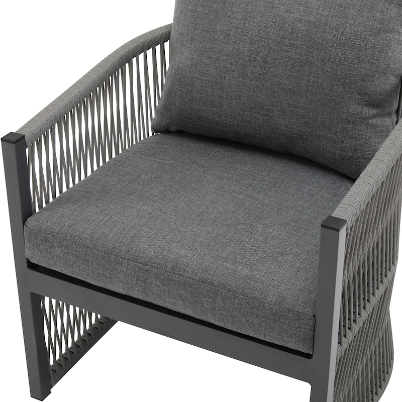 Outdoor Aluminum Lounge Chair with Rope-Weave Design