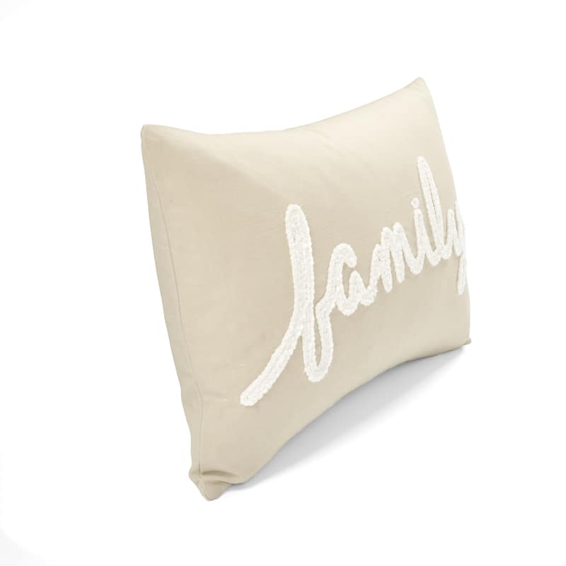 Lush Decor Family Chenille Embroidery Script Cotton Decorative Pillow Cover