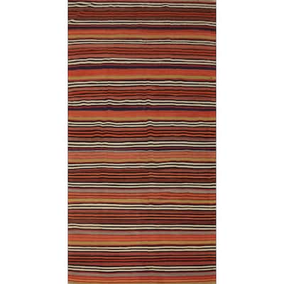 Hand Woven Oriental 100% Wool Carpet Southwestern Geometric Oranges & Rust Kilim Area Rug - 10' 9'' X 5' 0''