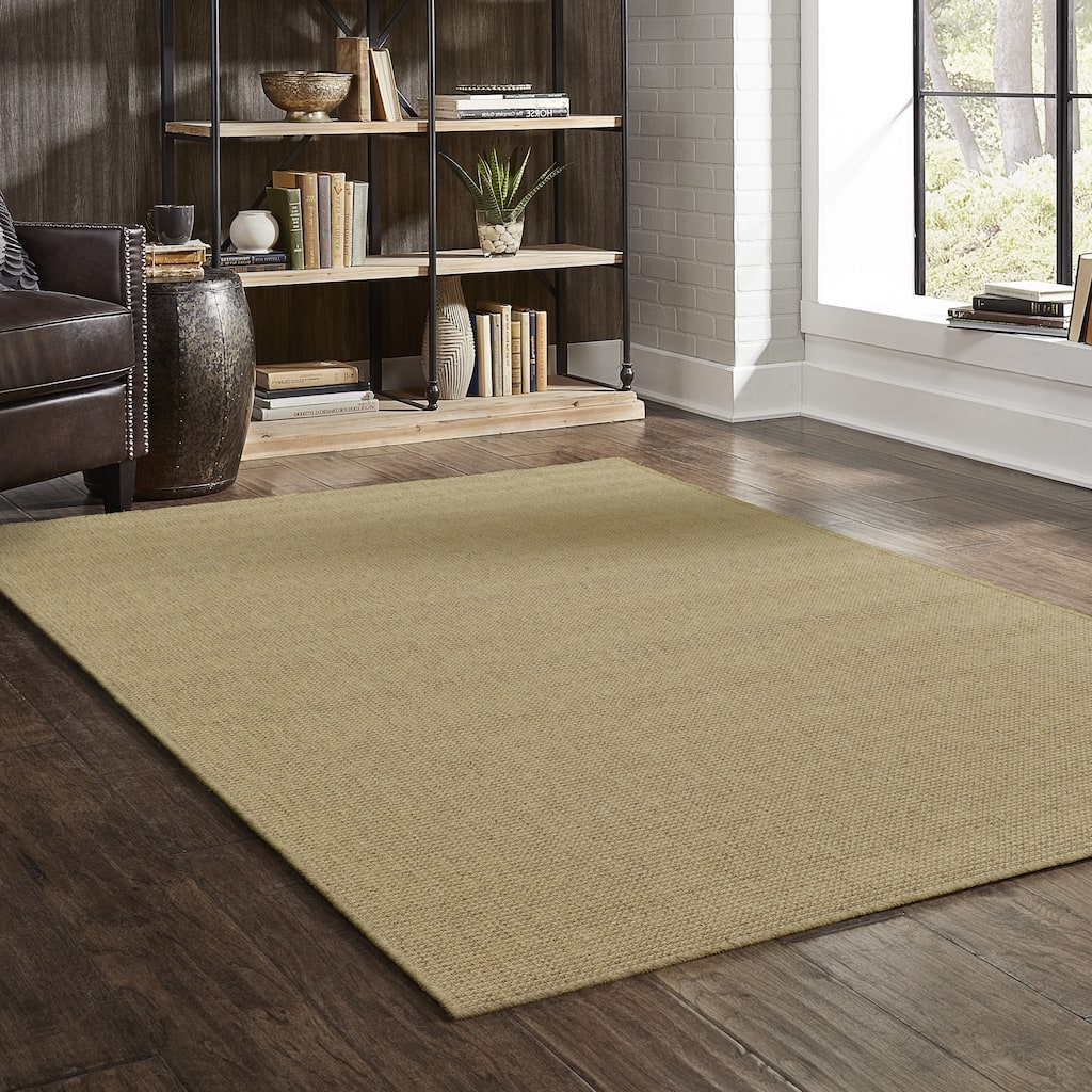 Vista Home Kauai Solid Light Brown Indoor-Outdoor Area Rug.