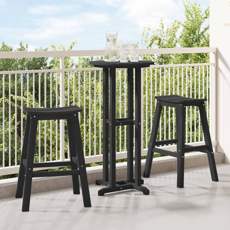 vidaXL 3/4 Piece Garden Bar Set Black HDPE - Black Standard