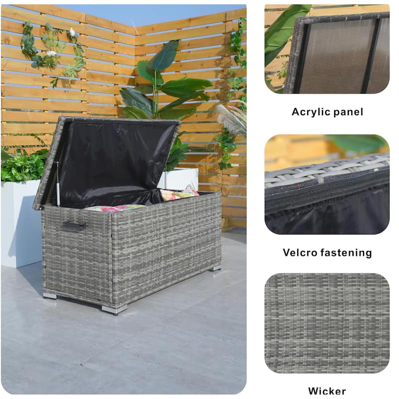 64 / 131 Gallon Outdoor Rattan Storage Deck Box with Metal Frame