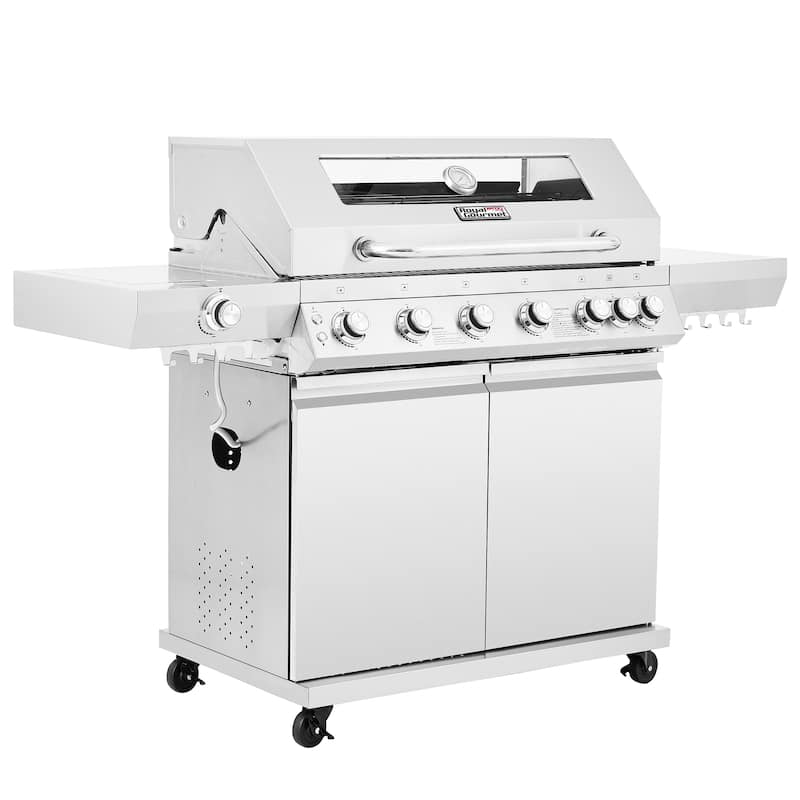 Royal Gourmet, 6-Burner Gas Grill with Side & Infrared Rear Burners - N/A