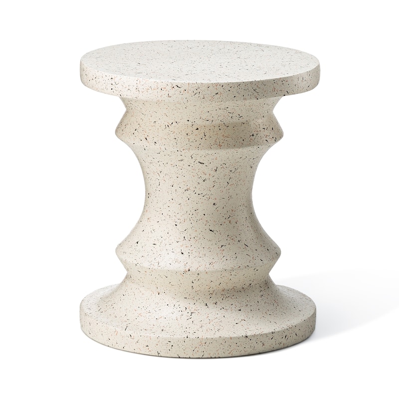 Glitzhome 18"H MGO Black Chess Garden Stool Outdoor Table