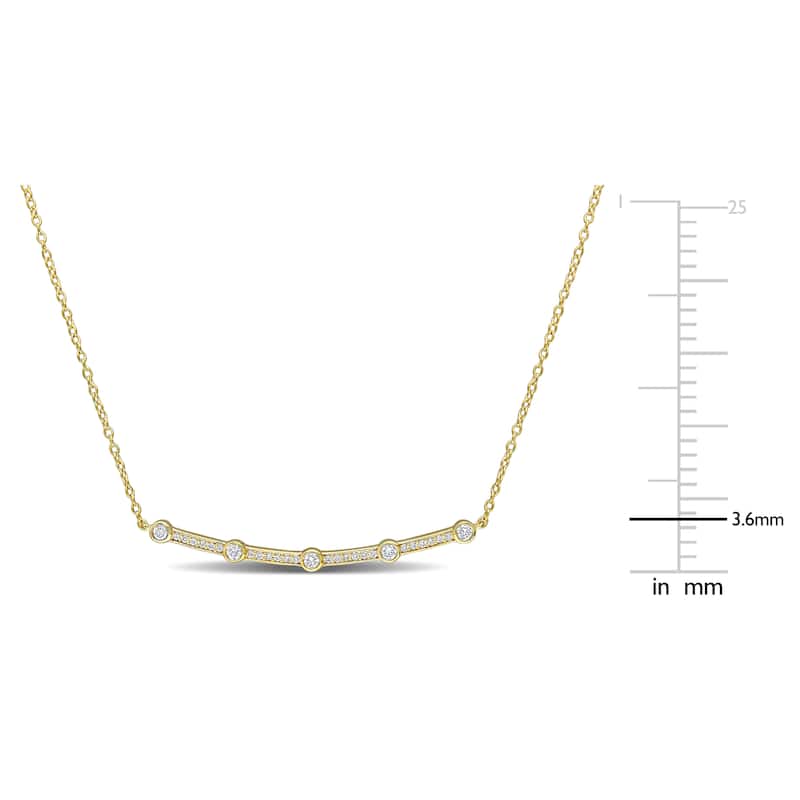 1/3ct TDW Lab-Grown Diamond Bar Pendant with Chain in 18k Yellow Micron Silver