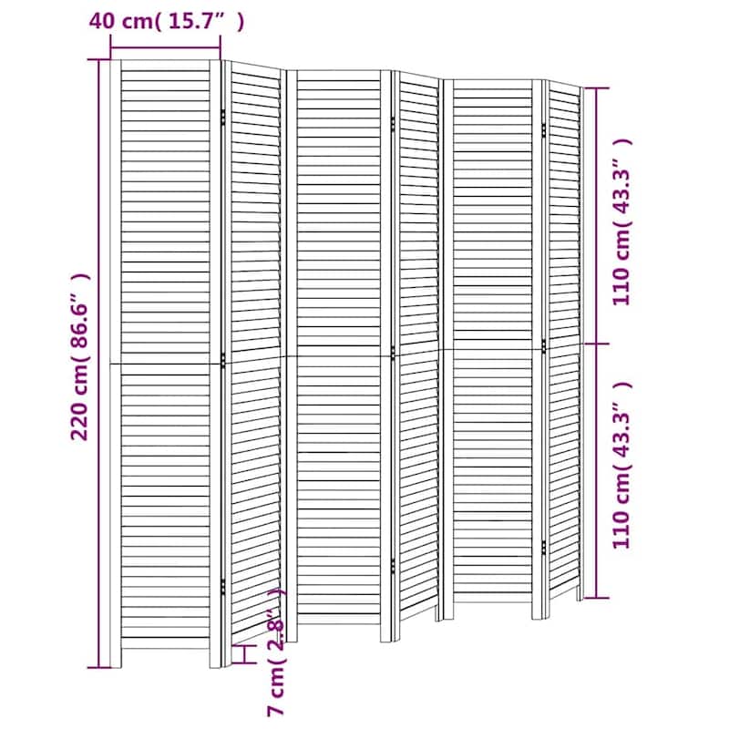 vidaXL Room Divider Privacy Screen Living Room White Solid Wood Paulownia