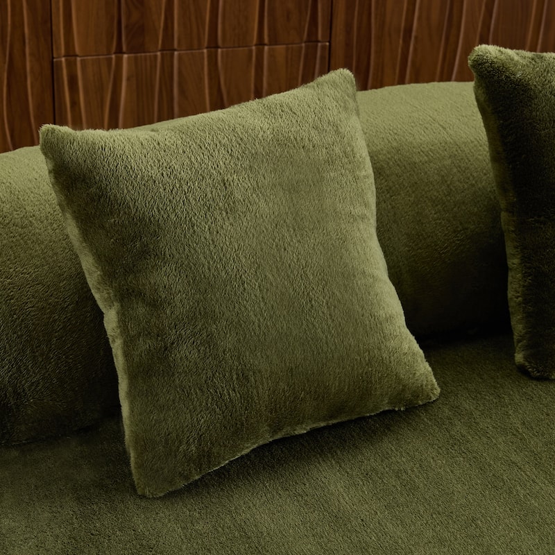 Modern And Simple Curved Flannelette Sofa.Creative Multi-Seater,With A Combination Of Pillows
