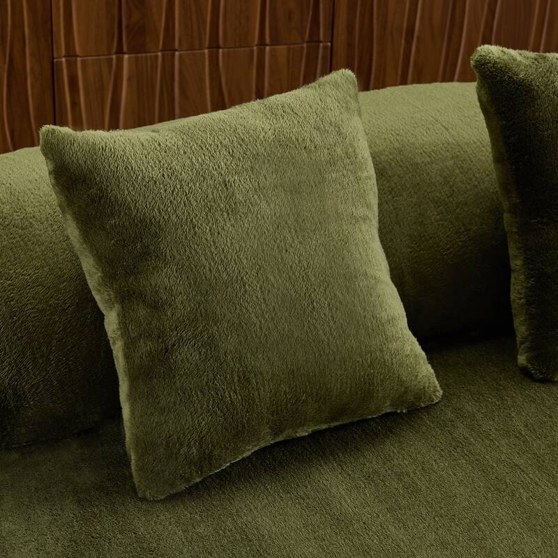 Roomfitters Modern Curved Flannelette Multi-Seater Sofa with Pillows, Creative Minimalist Design for Living Room