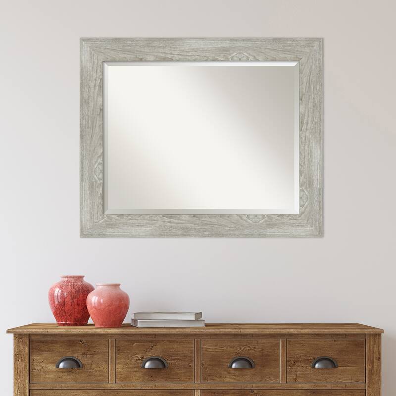 Beveled Wall Mirror - Dove Greywash Frame - Dove Greywash