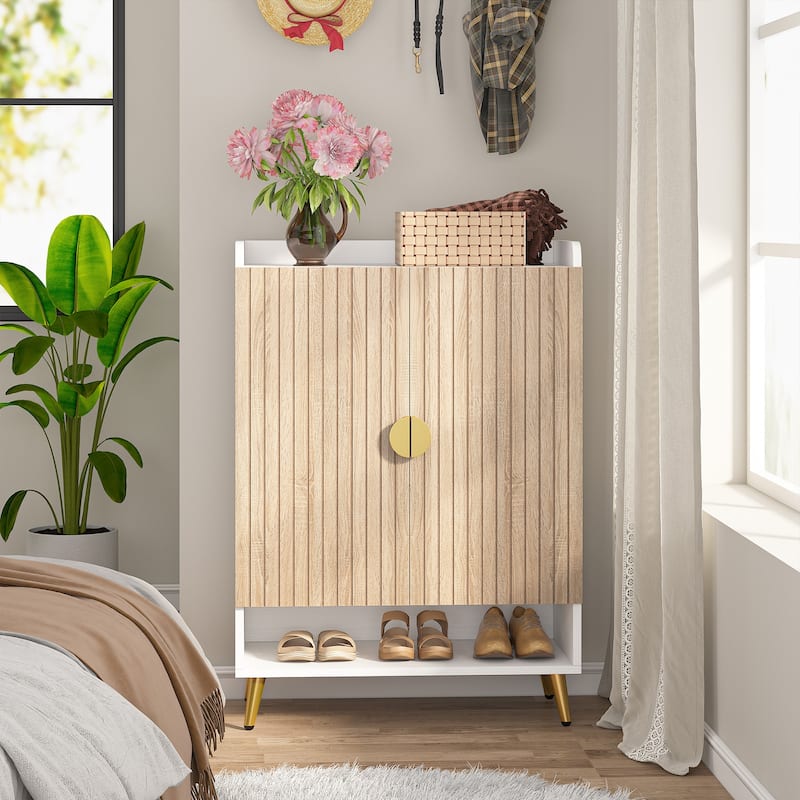 Shoe Cabinet with Doors, 7-Tier Shoe Storage Cabinet for Entryway