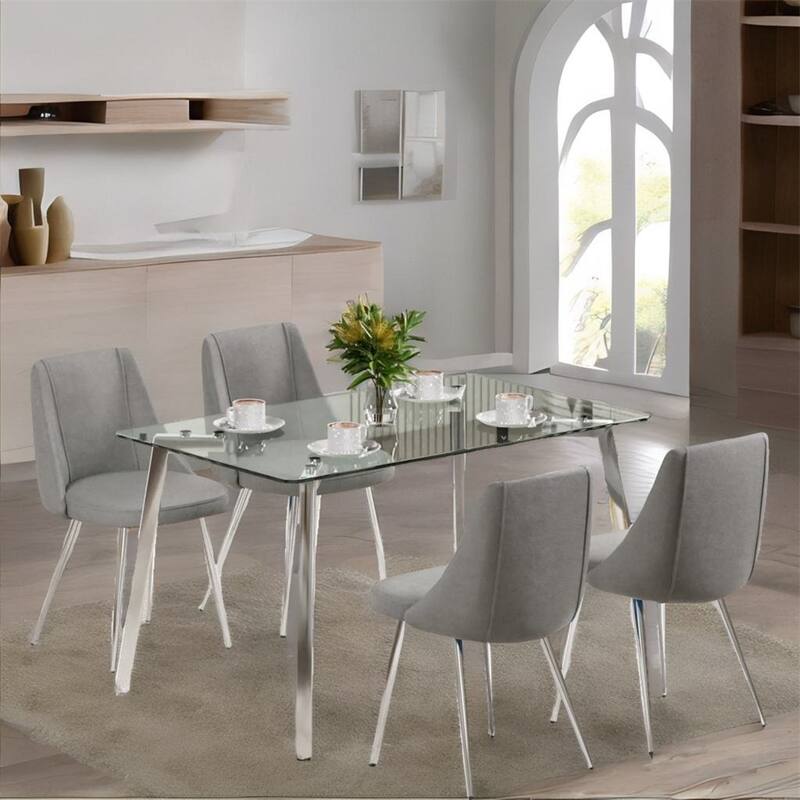 Modern Light Luxury Velvet Dining Chair with Metal Legs(Set of 4)