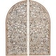 preview thumbnail 2 of 22, Brown Wooden Handmade Arched Floral Wall Decor with Intricate Carvings (Set of 2)