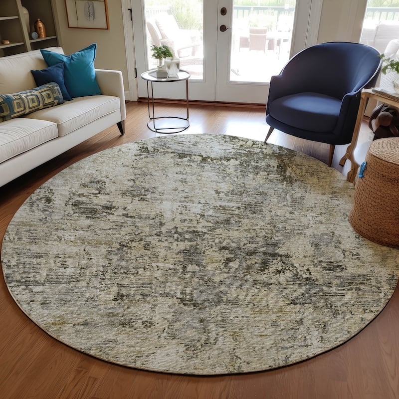 Machine Washable Indoor/ Outdoor Chantille Modern Ombre Rug - Taupe - 8' x 8'
