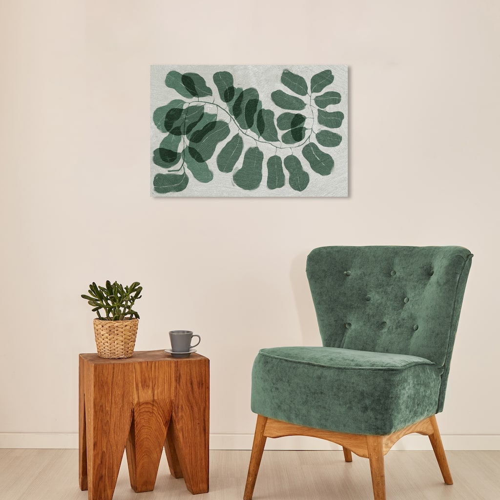 Wynwood Studio Canvas Floral and Botanical Laureate Green and Dark Green Modern & Contemporary Wall Art Canvas Print