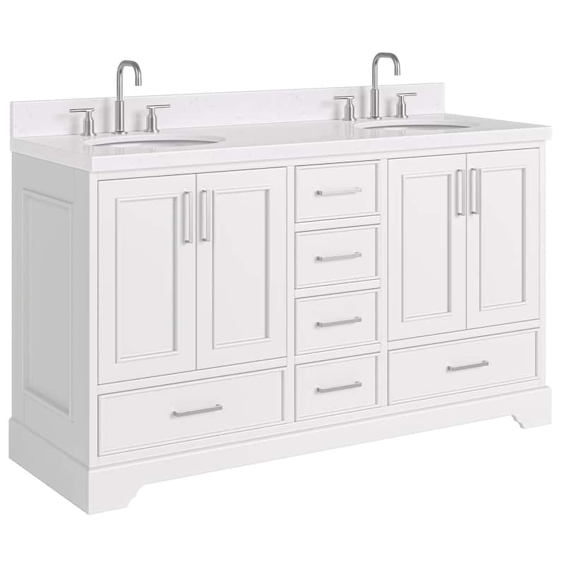 Ariel M060DCQOVO Stafford 60" Free Standing Double Basin Vanity Set