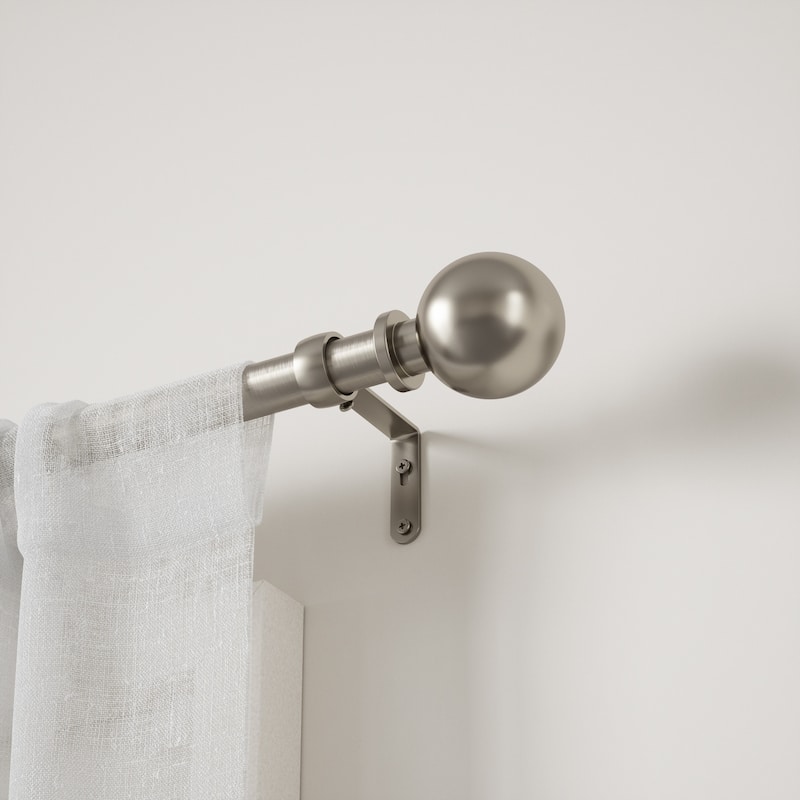 Adjustable Curtain Rod 36-72 Nickel Finish, Single Rod for Windows - M