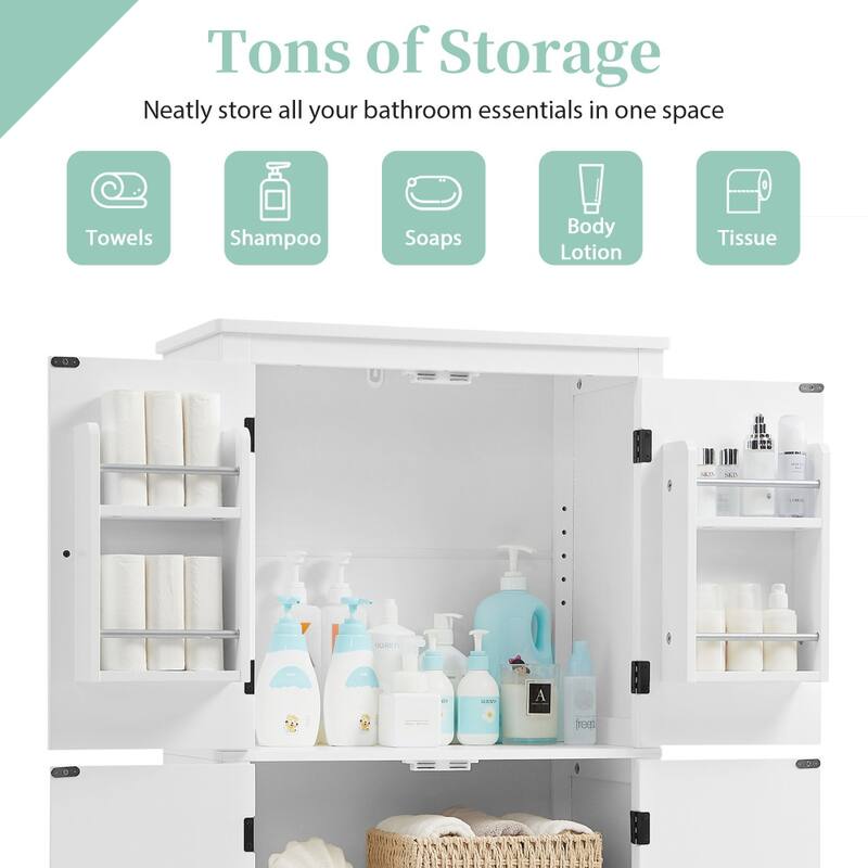 23.6 in. W x 43.3 in. H MDF Freestanding Linen Cabinet with Adjustable Shelves