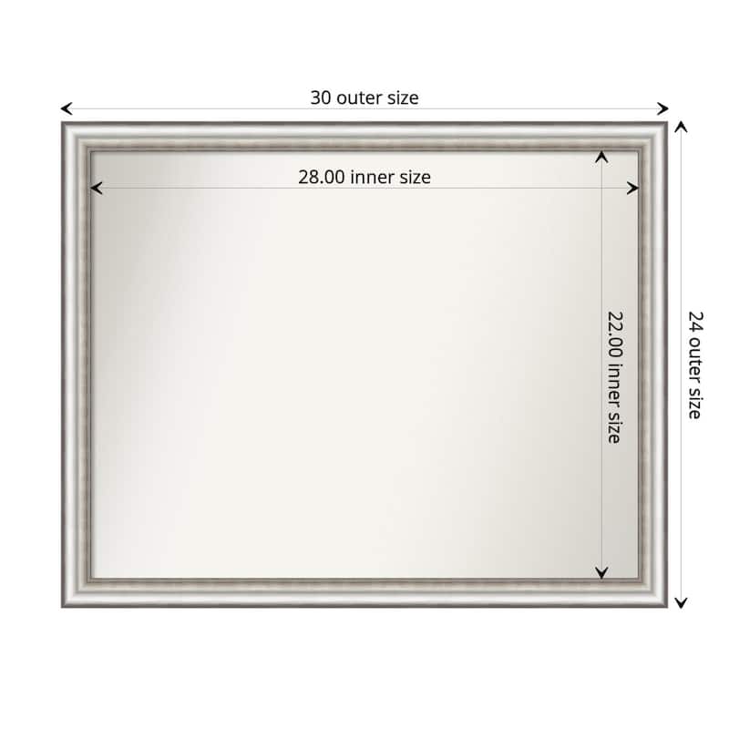 Non-Beveled Bathroom Wall Mirror - Salon Silver Narrow Frame - Salon Silver Narrow - 30 x 24 in